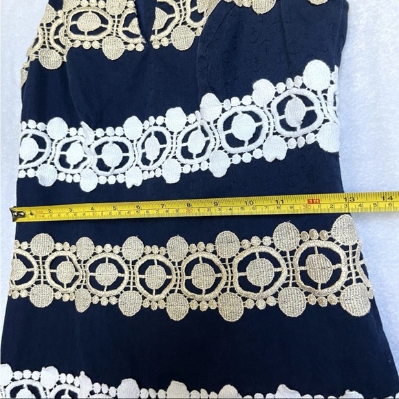 Lilly Pulitzer Augusta Shift Dress Sz 0 Applique Anchors Nautical Navy Gold EUC - Picture 10 of 15